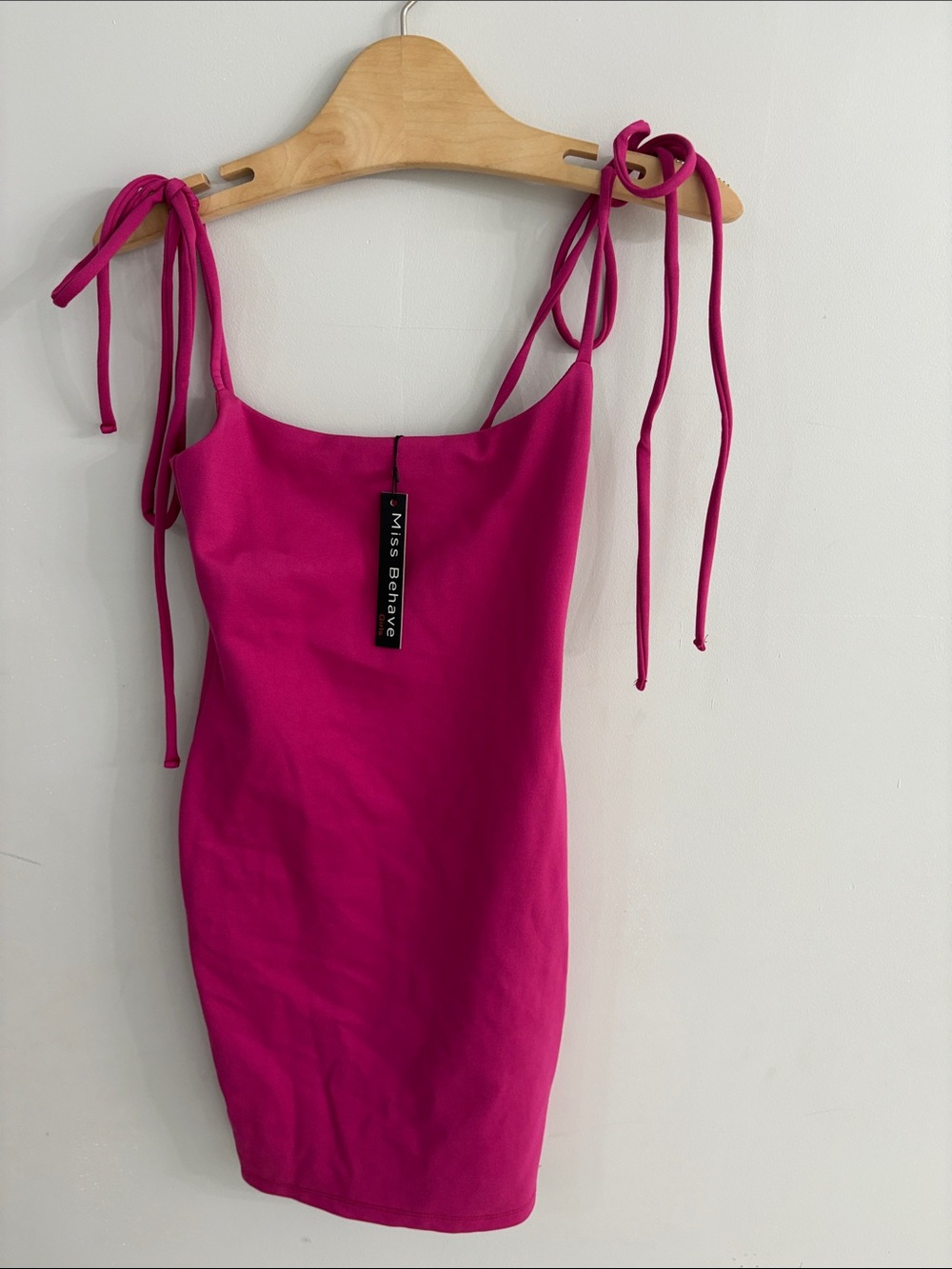 Miss Behave Girls' Hot Pink Tie-Shoulder Mini Dress